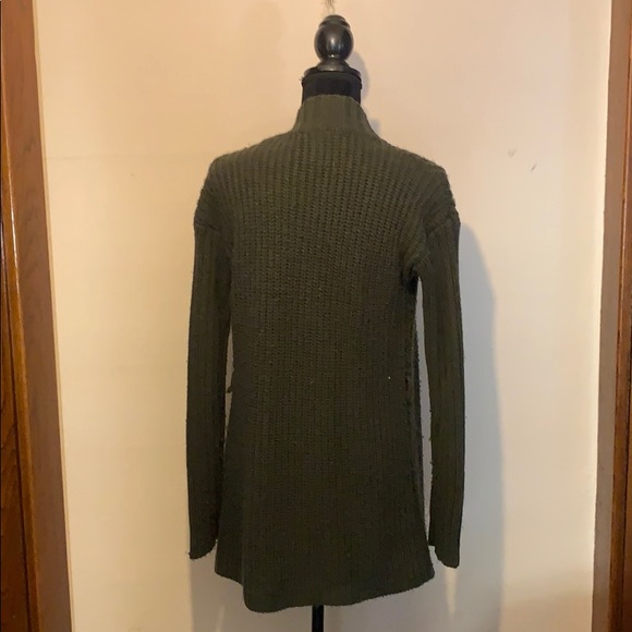 Green long belted wrap sweater by Dex, S - Picture 3 of 8